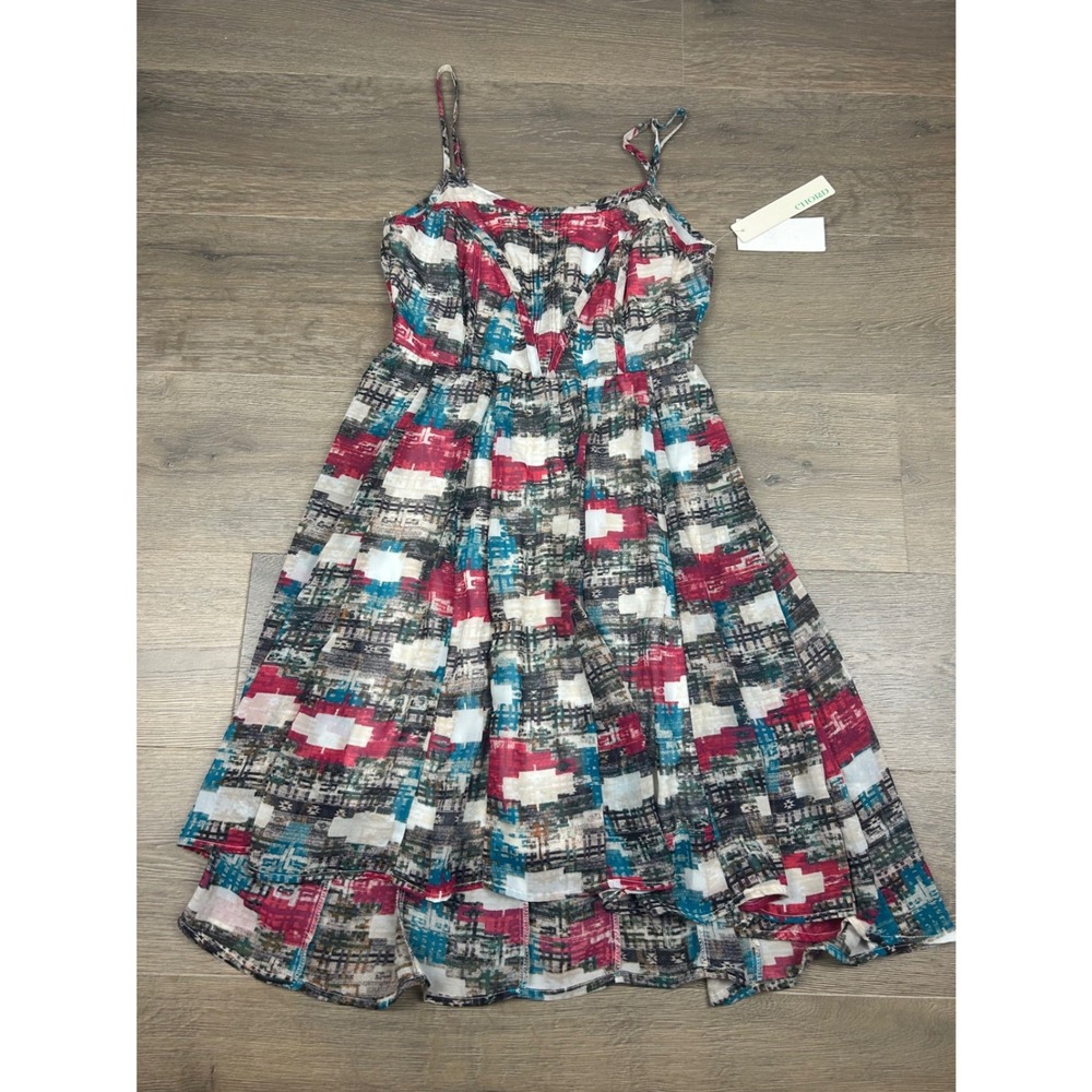 Chord Gypsy Road Multicolor Abstract High Low Dress Size 7 NWT CH7616PGS